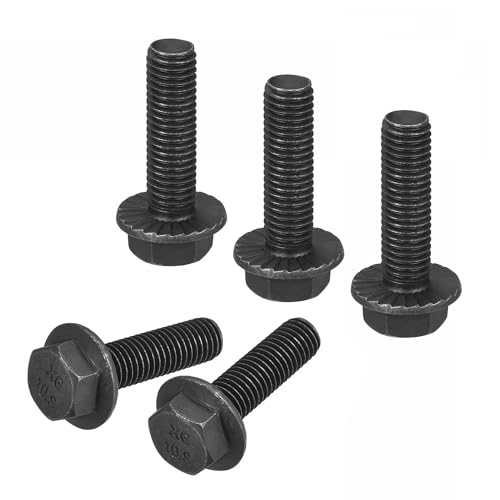TA-VIGOR M10-1.5 x 35mm Hex Head Serrated Flange Bolts, 10.9 Grade Carbon Steel Flanged Hex Bolts, Heavy Duty Screws for Construction and Machinery, 5Pcs