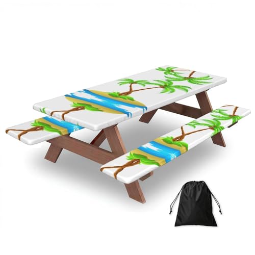 Mantel de mesa 3D con fundas de banco para camping y viajes en coche 2