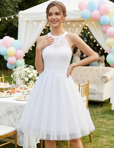 Image of Dressystar Women's Sequin Short Prom Dress Sparkly Halter Tulle Cocktail Party Homecoming Dresses