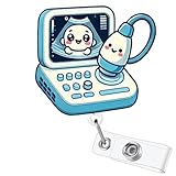 Funny Ultrasound Tech Badge Reel Retractable, Sonographer Badge Reel, Cute Ultrasound Technician Gifts, Maternity Nurse Badge Clip, Sonography Badge Holder with Alligator Clip & 24” Durable Nylon Cord