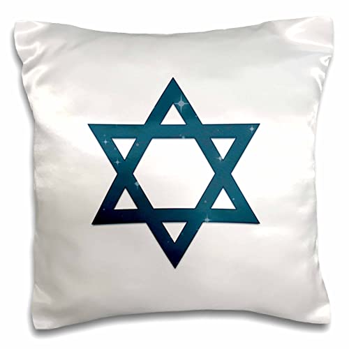 3dRose Alexis Design Dark David Decorated with Blue Stars on White (pc-300034-1) Pillow Case