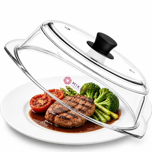 Tall Glass Microwave Splatter Cover with Silicone Handle