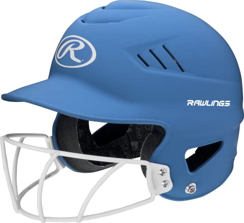 Rawlings | COOLFLO HIGHLIGHTER Batting Helmet | Face Guard Included | One Size Fits Most 6 1/2"-7 1/2" | Matte Columbia Blue by Rawlings - Used condition - US$40.17
