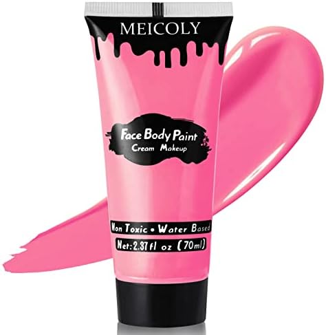 MEICOLY Hot Pink Cream Face Body Paint, 2.37Oz Large Tube Water Based Non-Toxic Hypoallergenic,Full Body Paint for Adult Children,Halloween SFX Special Effects Cosplay Makeup Fantasy