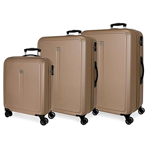 Camboya Cabin Trolley, Black, 40 x 55 x 20 cm, Rigid ABS Combination Lock, Side Lock, 37 L, 3.08 kg, 4 Wheels, Hand Luggage, Champagne, 55/68/78 cm, Set of 3 suitcases