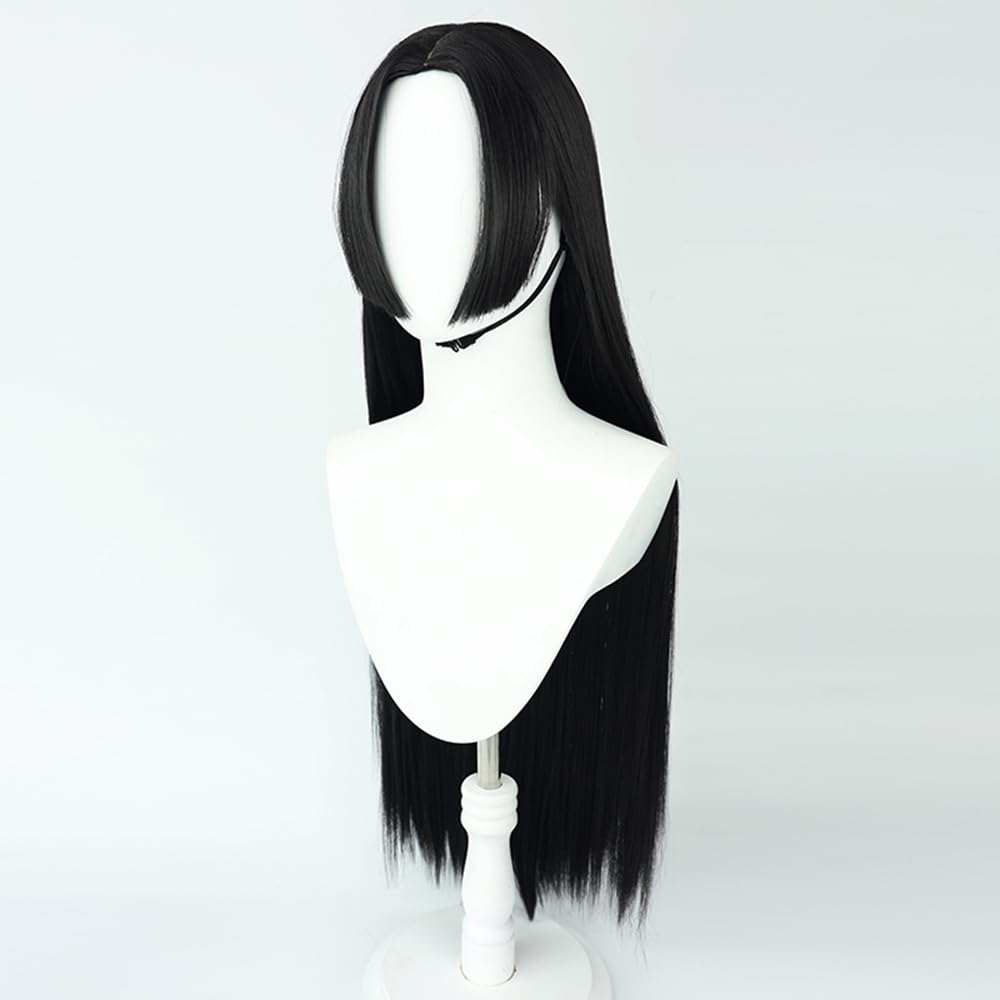 Anime Cosplay Wig, Black, Heat Resistant, Straight, 35in
