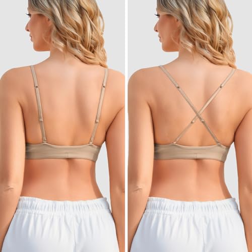 INIBUD Bralette for Women Removable Padded Bra Yoga Seamless V Neck Triangle Adjustable Straps Wireless2