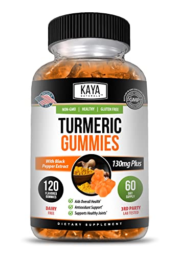 Kaya Naturals Turmeric Supplements Gummies | Pure Nature Turmeric Curcumin |Turmeric Ginger Gummies - Joint Support Gummy | Turmeric With Black Pepper Extract - 120 Count #TOP10