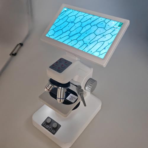 Image of WiFi Biological Digital Microscope with 7 inch inch Screen, 1600X Optical Objective Lenses, STEM Microscope Kit, with Dark Field vision, white, GF300C