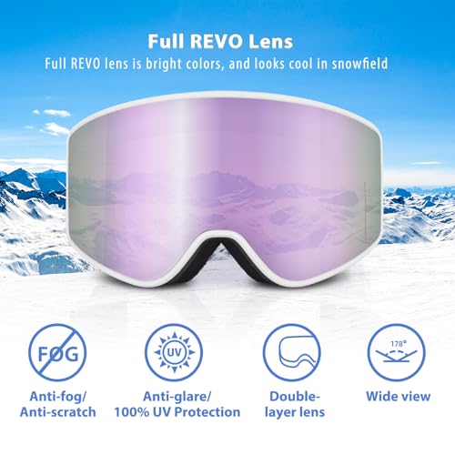 Exp Vision Ski/Snowboard Goggles, Anti Fog Adult Snow Goggles Over The Glasses For Men, Women Youth  thumb #1