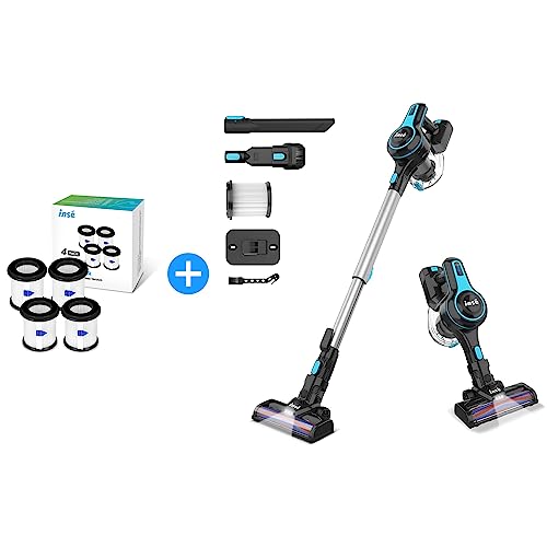 Inse N5S Royal Cordless Vacuum + 4Pcs Hepa, 6-In-1 Rechargeable Stick Vacuum With 2200 M-A-H Battery, Powerful Lightweight Vacuum Cleaner, Up To 45 Mins Runtime, For Home Hard Floor Carpet Pet Hair #TOP6