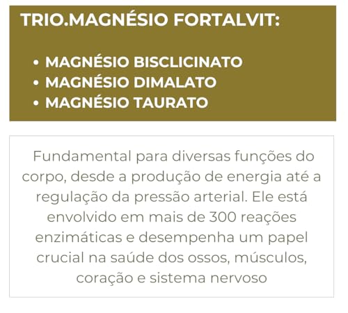 TRIO.MAGNÉSIO - Longa Duração: 2 Meses de Uso, Bisglicinato - Dimalato - Taurato, 260mg Alta Concent