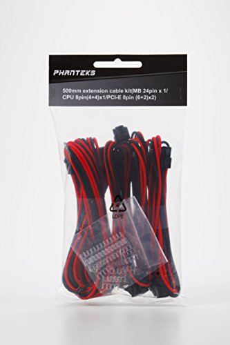Phanteks 24 Pin/ 8Pin (4+4) M/B, 8Pin (6+2) Pci-E Extension Cable Kit 500Mm Length, Black/Red (Ph-Cb-Cmbo_Br) #TOP4