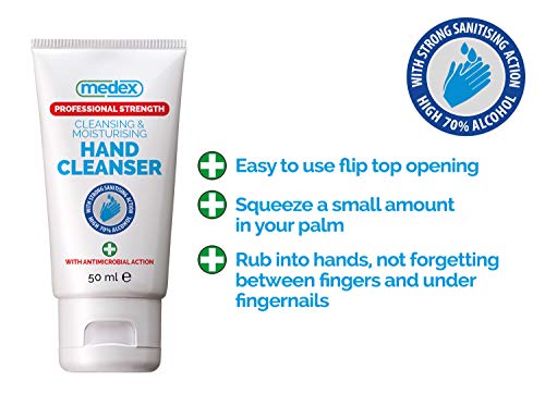 Medex Professional Strength Cleansing and Moisturising Hand Sanitiser 50ml with Non-Sticky, Strong Sanitising Action, Flip Top Lid and Anti-Tamper Seal - Image 5