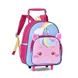 Mochila Carrinho Escolar Unicórnios Bolsa Infantil Clio Pets (Rosa)