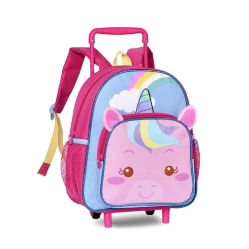 Mochila Carrinho Escolar Unicórnios Bolsa Infantil Clio Pets (Rosa)