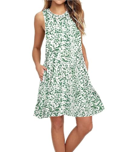 Image of Summer Dresses for Women Casual Sleeveless Swing Sundress with Pockets