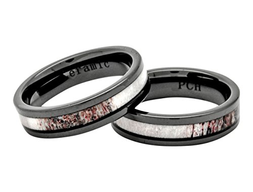 Deer Antler Ring Black Ceramic 6mm Wedding Band or Gift Size 7-122