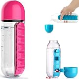 Organizer Case & 600 ML Water Bottle Combo: 7 Day Pill Box Cup - Sport Travel Medication Storage