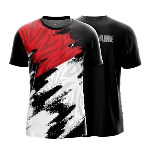 Image of YOURJERSEY Custom Sports Jersey for Men & Kids | Add Player Name | Personalised Cricket /Football /Badminton T-Shirt | Custom Team Jersey