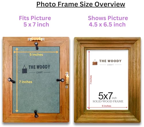 Image of Photo Frame 5 x 7 inch | Frame for Wall Decoration | Small Photo Frames | Orange Wooden Frames for Wall | Antique Decor for Living Room, Best Gift for Friends (5x7 inch, Orange)
