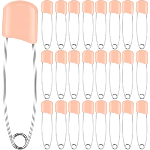 WILLBOND 50 Pcs Large Safety Pins for Clothes,with Bag, Peach