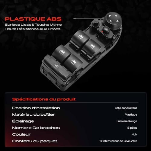 Commutateur bouton fenêtre E90 commande lève vitre 61319155504