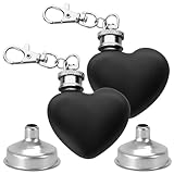 2Pcs 1 oz mini heart hip flaskοΌ30ml Multifunctton Pocket Mini Small Pocket FlaskοΌheart Shaped Pocket Drinking Tubular BottleοΌPortable Heart Shaped Flask for camping outdoor (2, Black)