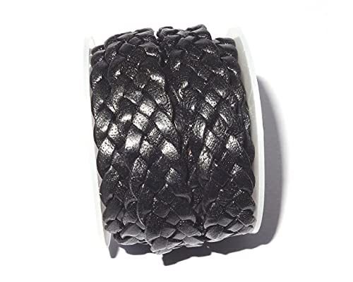 Cords Craft, 12Mm 5 Ply Flat Braided Leather String Bolo Cord, Lace For Jewelry Making, Bracelets, Necklaces, Wraps, Crafts And Hobby Projects (Vintage Black, Roll Of 2 Meters) #TOP6