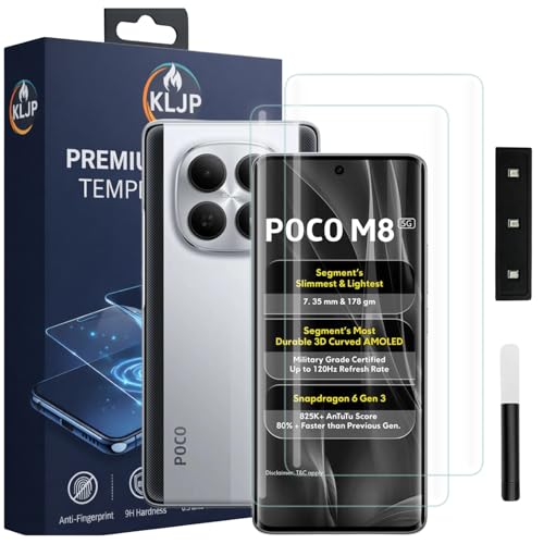 Image of Advanced HD+ UV Tempered Glass Screen Protector For Poco M8 5G (Pack of 2) Full Adhesive UV Curved Screen Protector Case Friendly HD Clarity with installation kit