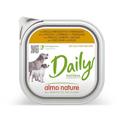 almo nature Daily Menu Dog No Grain Paté con Pollo, Prosciutto e Formaggio, 9 x 300g
