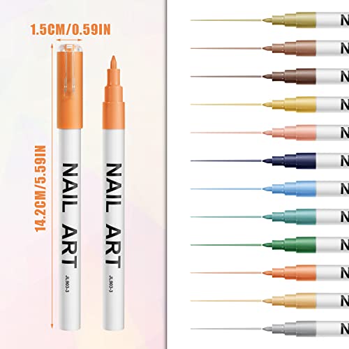 12Pcs 3D Nail Art Pens Set, Nail Graffiti Drawing Pen Nail Polish Pens Fine Tip Manicure Tools For Painting Nails Diy Nail Art Beauty Adorn Women Girls (12 Colors) #TOP25