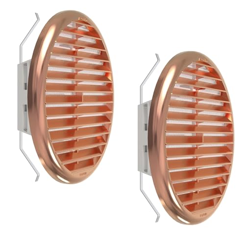 Plikc - Griglia aerazione tonda in ABS con rete anti insetti - MADE IN ITALY (Rame 80/125mm. - 2 Pezzi)