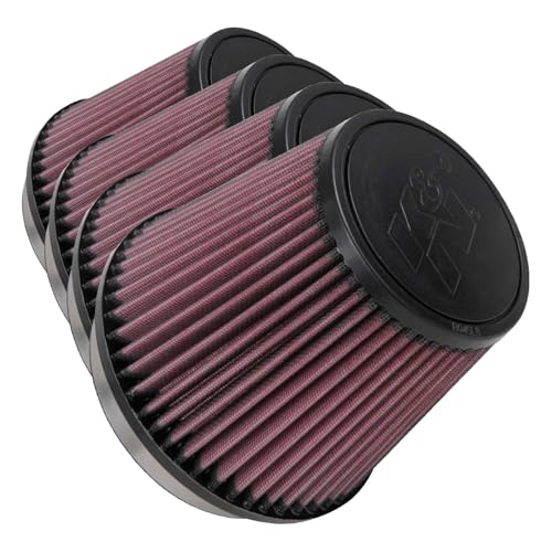 Image of K&N High-Flow Original Lifetime Universal Clamp-On Air Filter: High Performance, Washable: Flange Diameter: 5 In, Filter Height: 5.5 In, Flange Length: 1In, Shape: Round Tapered, RU-5147 (Pack of 4)