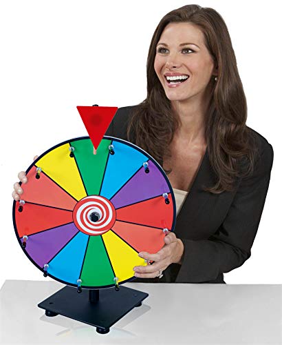 Klvied 12 Inch Heavy Duty Prize Wheel, 12 Slot Tabletop Color Spinning Wheel with 2 Model Clicker, Carnival Spin Wheel with Dry Erase Markers and Eraser for Trade Show, Fortune Spin Game - Thumbnail 3