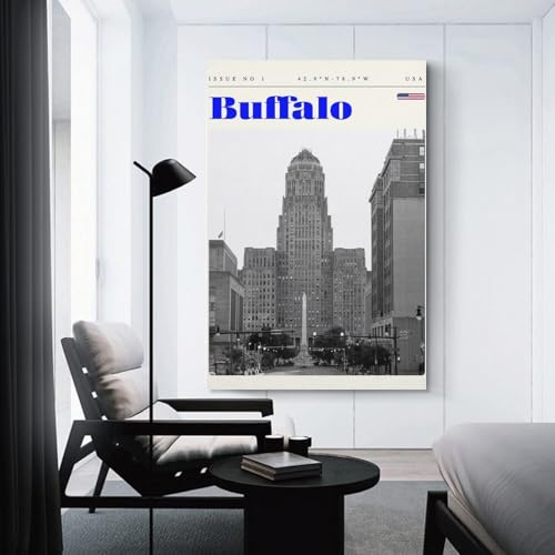 Impression d'art mural Buffalo New York, tableau sur toile premium pour intérieur chic