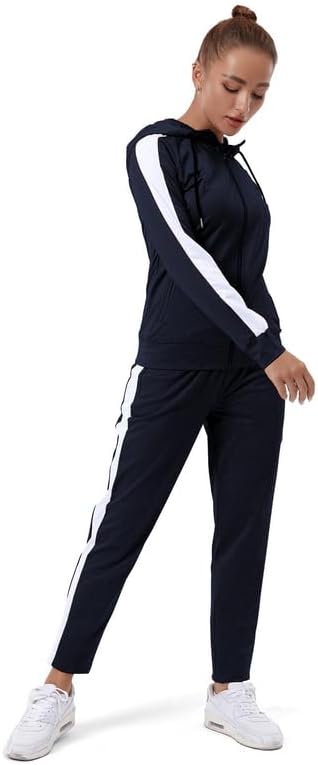 TEZO Womens Full Zip-Up Hoodie Tracksuit Set Long Sleeve Casual Jogging Suits Workout Gym 2 Piece Outfits with Pockets - Image 2