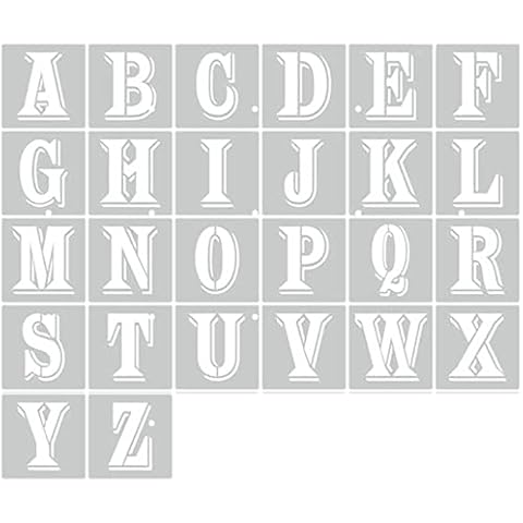 Bessy shop Alphabet Letter Stencils,26PCS Letter Template Letter Stencils Reusable Upper Letter Font Templates for Painting on Wall Wood Home Craft Decor DIY School Art Projects 4 Inch Cover