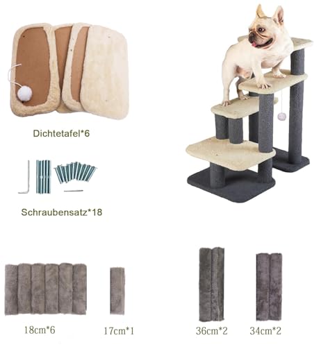 Escalier pour chien lavable et durable avec structure réglable gris foncé - 13
