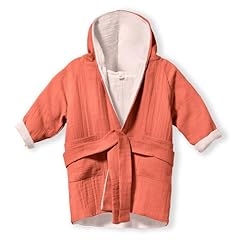 Mababu Bademantel Kinder mit Kapuze 1-2 Jahre | 100% Bio-Baumwolle GOTS Zertifiziert | Bademantel Baby I Premium Musselin Kinderbademantel für Mädchen & Jungen | Maschinenwaschbar & Trocknergeeignet |