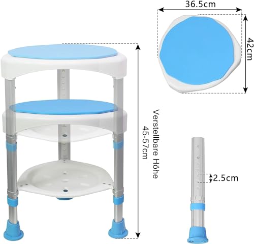 Tabouret de douche à hauteur réglable avec assise ergonomique - 3