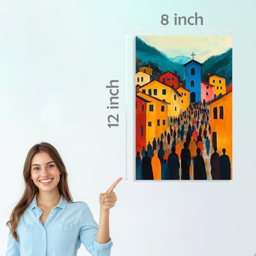 Image of SiddArtify Abstract Village Wall Art Poster Print Set - Modern Architectural Decor for Living Room Office - 8x12 inch Board Pack of 6