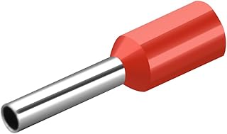 Heschen Cord End Terminal, E1008, AWG18 / 1.0mm², Wire Copper, Crimp Connector, Vinyl Insulated, Red, Pack of 1000