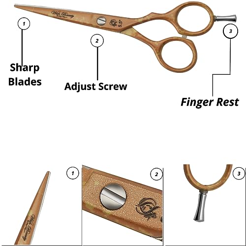 Wishbeauty Silver Line Natural Glow Hair Scissors 5.5 Inches Offset Design Forged Special German Steel - Image 4