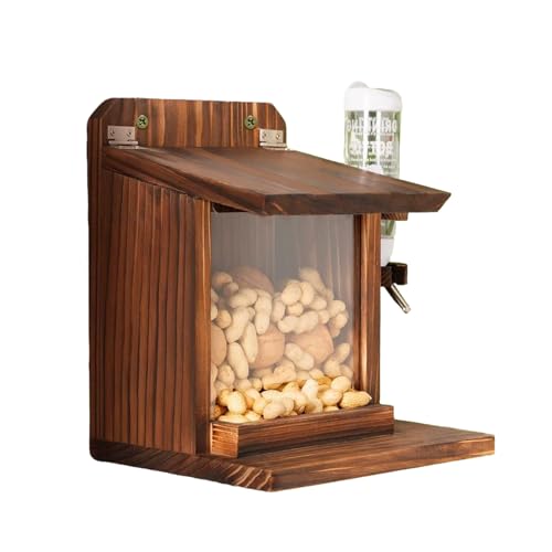 Gkumgwo para ardillas de jardín, con botella de agua, con soporte para pienso para mazorcas de maíz y nueces, para pájaros, árboles, balcones, jardines y