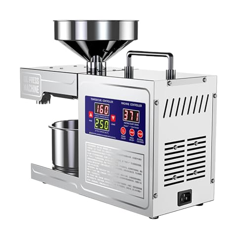 Pressoir à Huile Électrique 820W, Extracteur d'Huile Biologique, Capacité 3-6 kg/h, Faible Consommation (0.6 kWh), Usage Domestique & Commercial