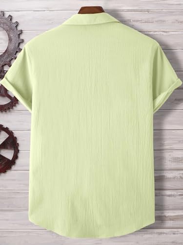 Image of TAGDO Men's Regular Fit Textured Fabric Shirts | Camp Collar & Short Sleeve Button-Down Shirt for Man | Comfortable with Smart Casual Look, Summer Beachwear (5171)