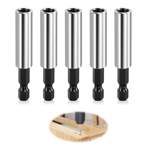 Portapuntas magnético de cambio rápido, 5 unidades, 1/4 pulgadas, soporte magnético para taladro eléctrico, destornillador de impacto (60 mm)