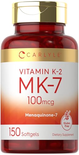 Carlyle Vitamin K2 MK7 100 mcg | 150 Softgels | Non-GMO, Gluten Free Supplement