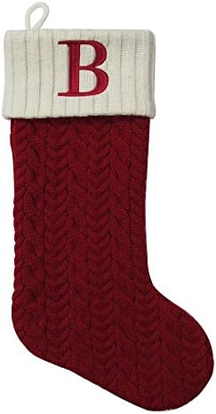 St. Nicholas Square 21 Inch Cable Knit Monogram Christmas Stocking (Embroidered B)